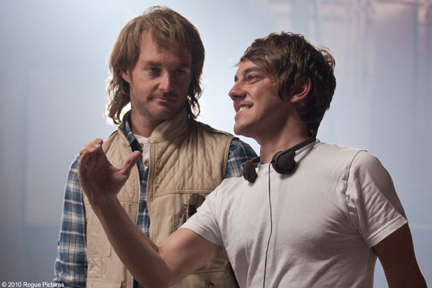 (L-R) Will Forte and director Jorma Taccone on the set of "MacGruber."