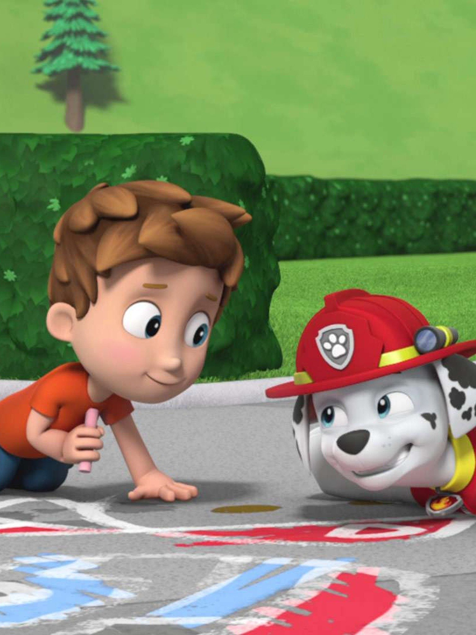 pups save the chalk art