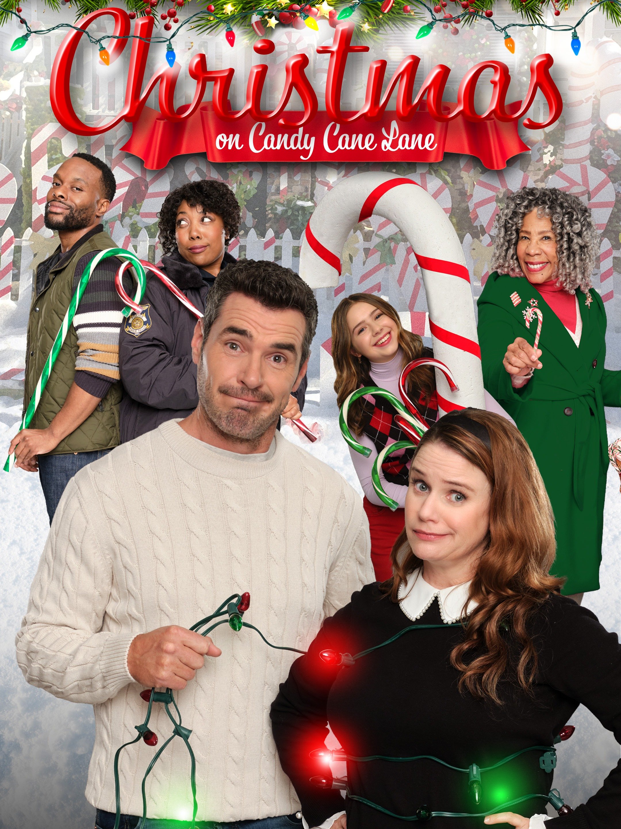 Cast of christmas on candy cane lane