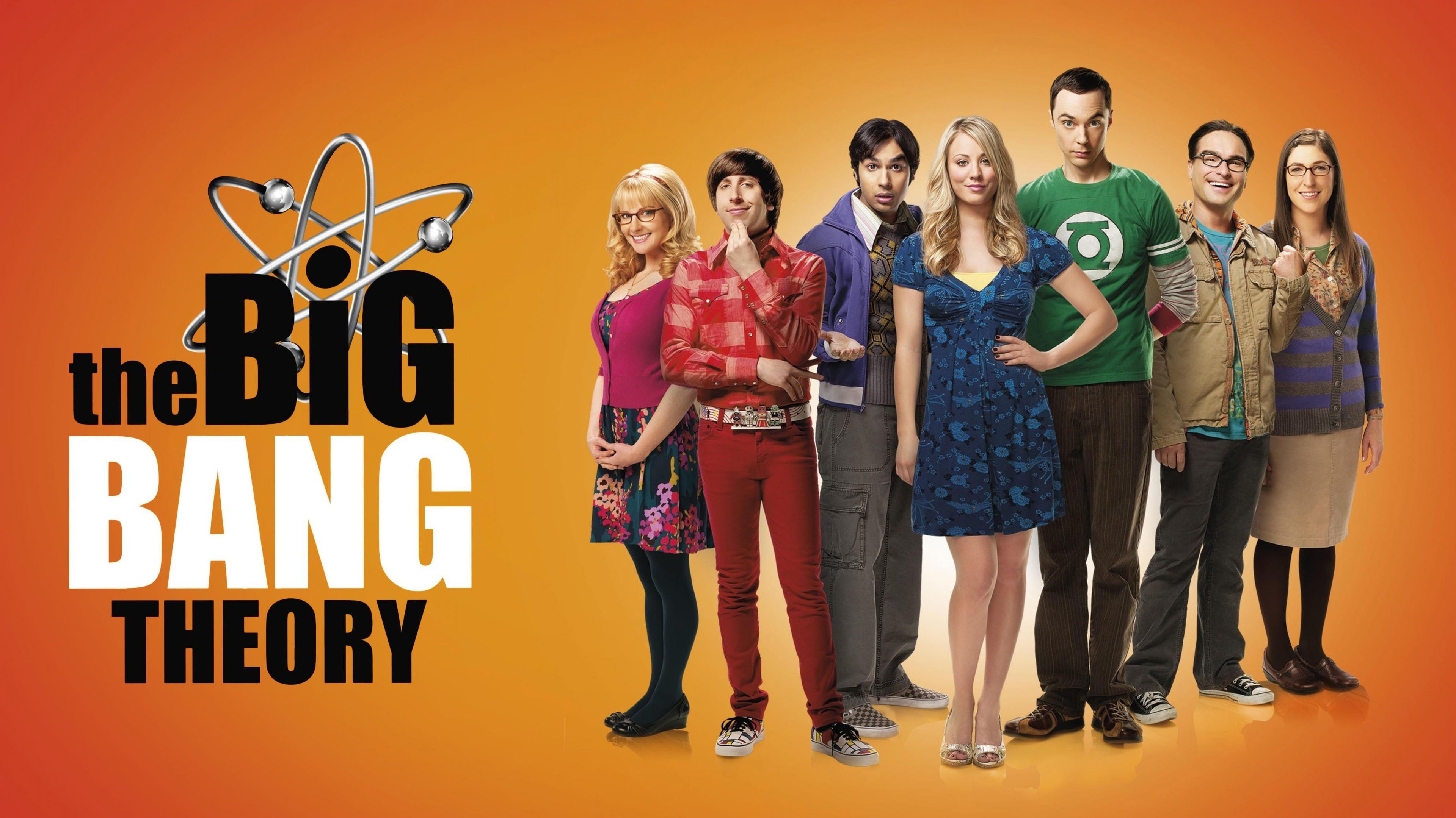 THE BIG BANG THEORY TV SERIES FULL MAIN CAST COVER ART ORANGE  PUBLICITY PHOTO 
